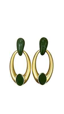 BRINCO OVAL DETALHES ESMALTADOS CORES (acessório fino)