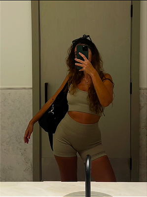 Conjunto Canelado Seamless Amêndoa
