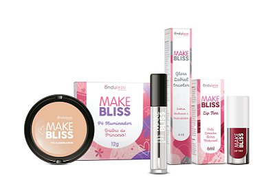 Pó Iluminador + Lip Tint + Gloss Labial Incolor - Make Bliss