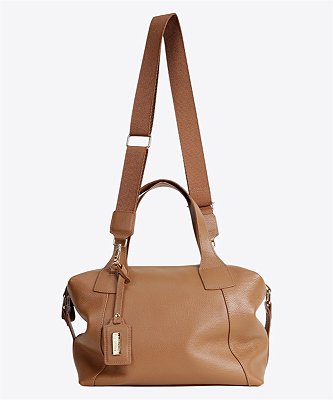 Bolsa Jade em couro caramelo metal onix