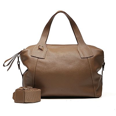 Bolsa Jade couro caramelo metal ouro