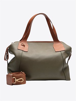 Bolsa Jade em couro Verde e caramelo