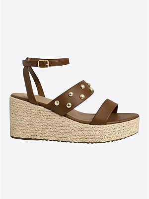 Sandália plataforma corda caramelo