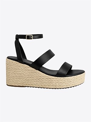 Sandália plataforma corda preta
