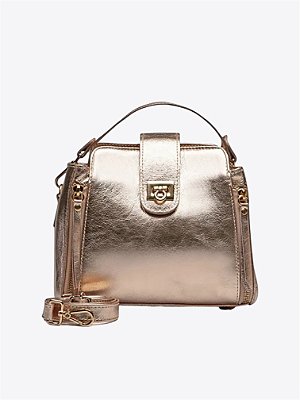 Bolsa mini baú ouro