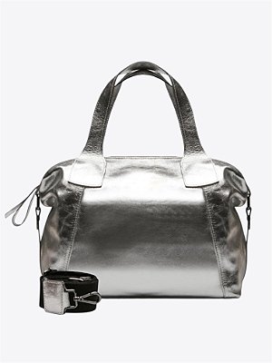 Bolsa Jade em couro Ônix metalizado