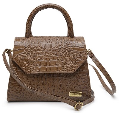 Bolsa Lapela croco caramelo