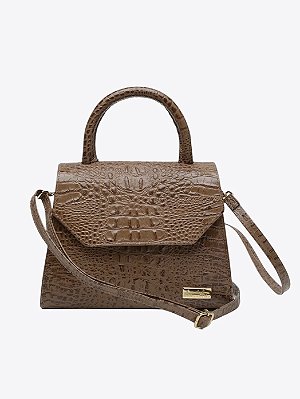 Bolsa Lapela croco caramelo