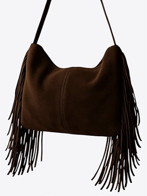 Bolsa franja ombro camurça café