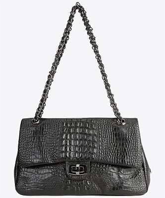 Bolsa chanel G couro croco preto