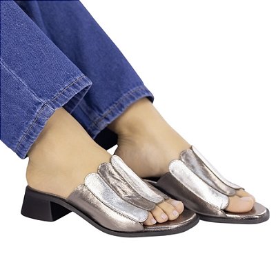 Tamanco Bicolor Tons ônix