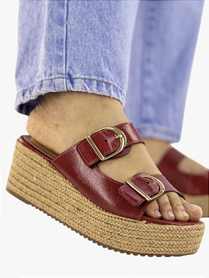 Tamanco corda fivela vermelho