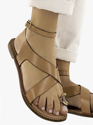 Rasteira tiras nude dedo