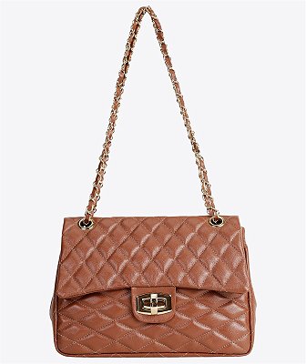 Bolsa chanel M couro terracota
