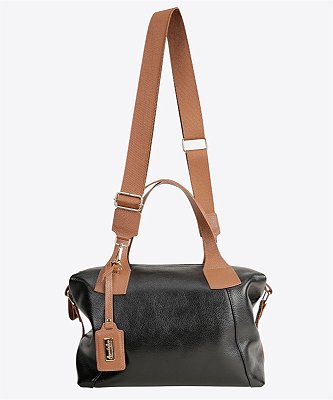 Bolsa Jade couro Preto/Caramelo