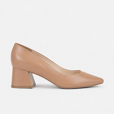 Scarpin salto bloco cappuccino