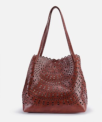Bolsa Laser em couro conhaque