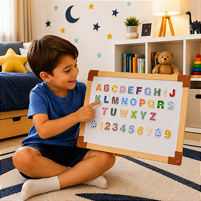 Lousa Infantil Magnética Imã Alfabeto Letras e Números