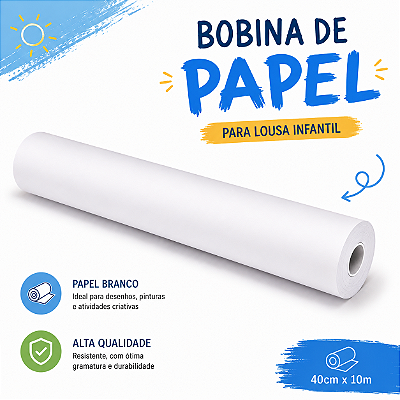 Bobina Papel Para Lousa Infantil Desenho Pintura 40cm X 10m