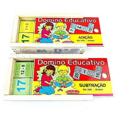 Jogo Dominó de Divisão Infantil Educativo em Madeira 28 Pçs - Bambinno  Brinquedos