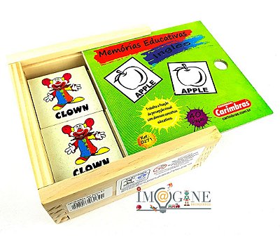 Brinquedo Educativo Madeira Jogo Didático Memória Inglês