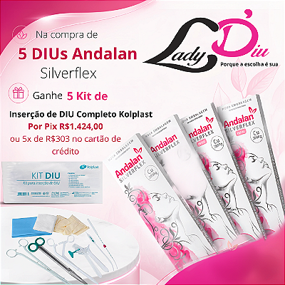 5 Dius Andalan Silverflex Cu 380 Ag Mini e Ganhe 5 kit de Inserção de Diu