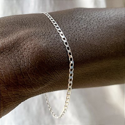 Pulseira masculina corrente grumet banhado a prata