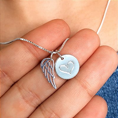 Cordão patuá my angel banhado a prata