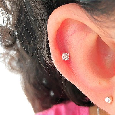 Piercing haste ponto de luz quadrado prata 925