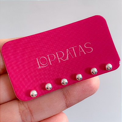 Trio de brincos bolinhas tradicional banhado a prata