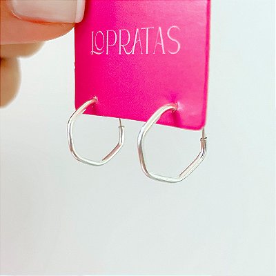 Argola geométrica pequena prata 925