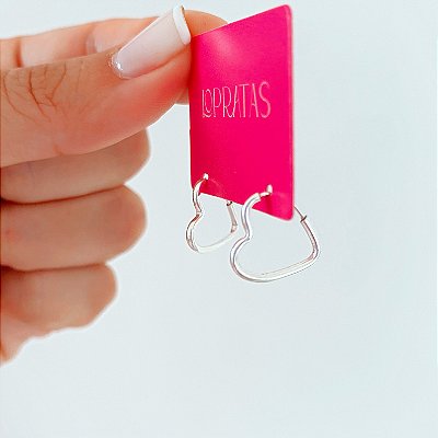 Argola coração lisa P prata 925