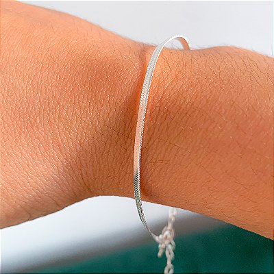 Pulseira fita 2mm banhado a prata