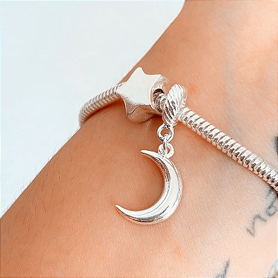 Kit de berloques céu (estrela + lua) banhado a prata