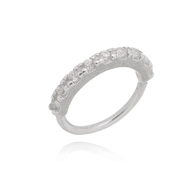 Piercing argolinha nariz cravejada 8mm torcida de Prata 925