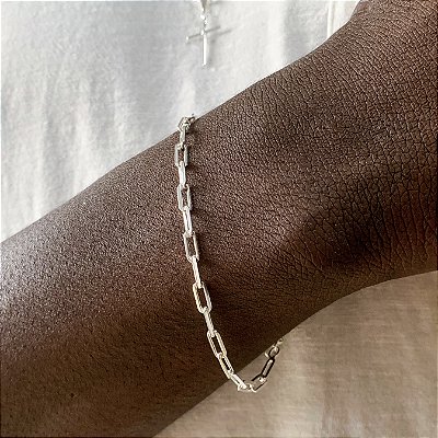 Pulseira masculina cartier 3mm banhado a prata