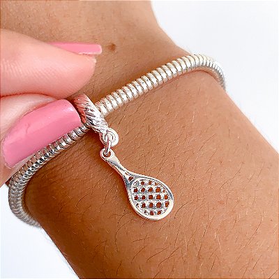 Berloque mini raquete banhado a prata