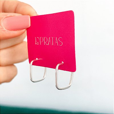 Argola quadrada pequena prata 925