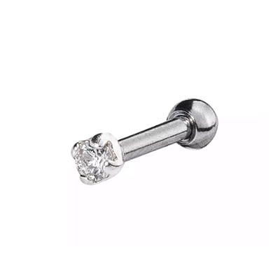 Piercing haste ponto de luz 2mm em prata 925