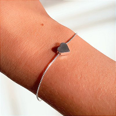 Pulseira mini coração banhado a prata