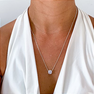 Cordão ponto de luz G 50cm banhado a prata