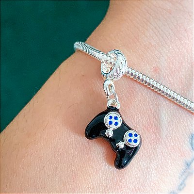 Berloque controle video game banhado a prata