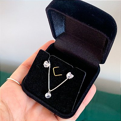 Conjunto ponto de luz (com caixa) prata 925