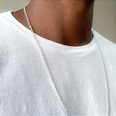 Corrente masculina Grumet 70cm banhado a prata