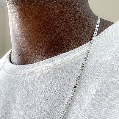 Corrente masculina Piastrine 70cm banhado a prata