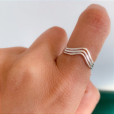 Anel boho 3 fios banhado a prata