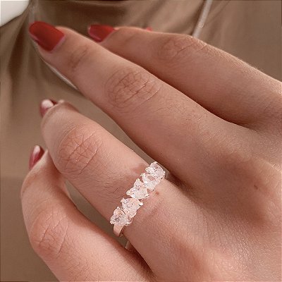 Anel aparador maxi corações banhado a prata