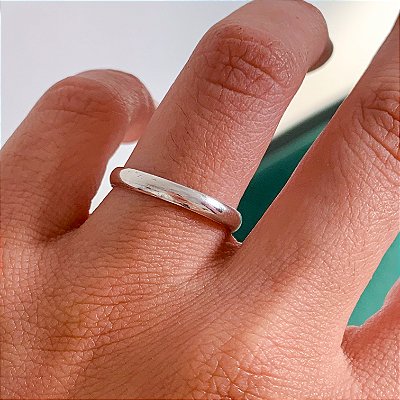 Aliança lisa abaulada 3mm prata 925