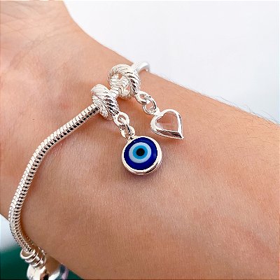 Kit de berloques olho grego banhado a prata