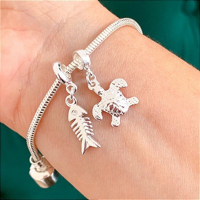 Kit de berloques Oceano banhado a prata